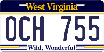 WV license plate OCH755