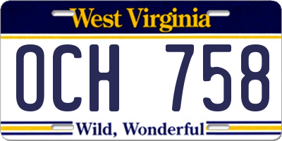 WV license plate OCH758