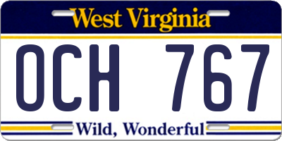 WV license plate OCH767