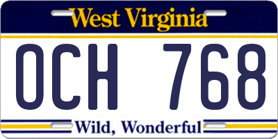 WV license plate OCH768