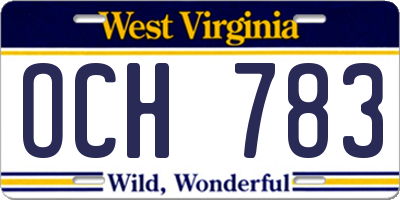 WV license plate OCH783
