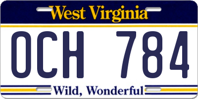 WV license plate OCH784