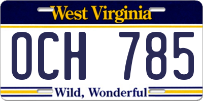 WV license plate OCH785