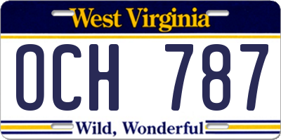 WV license plate OCH787