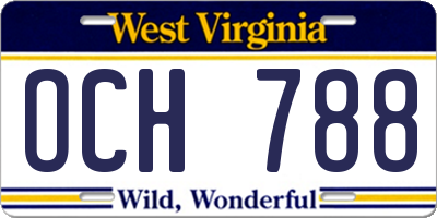 WV license plate OCH788
