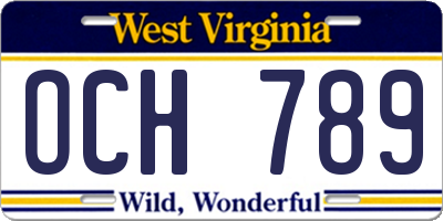 WV license plate OCH789