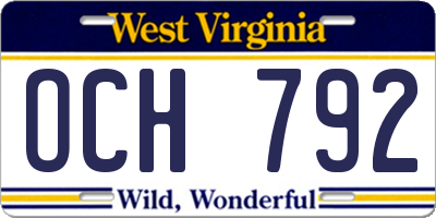 WV license plate OCH792