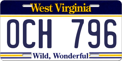 WV license plate OCH796