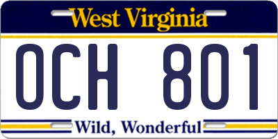 WV license plate OCH801