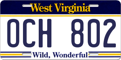 WV license plate OCH802