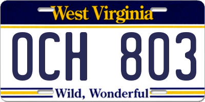 WV license plate OCH803