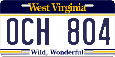 WV license plate OCH804