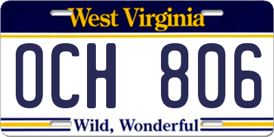 WV license plate OCH806
