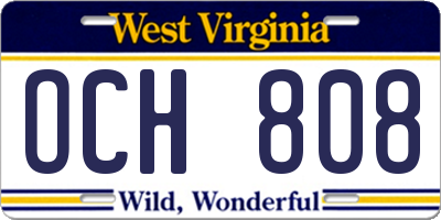 WV license plate OCH808