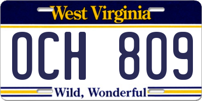 WV license plate OCH809