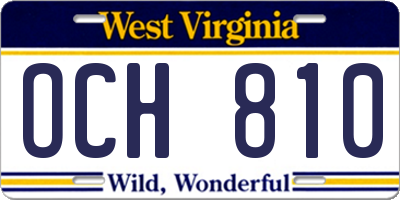 WV license plate OCH810