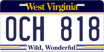 WV license plate OCH818