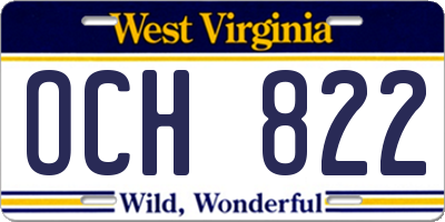 WV license plate OCH822