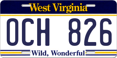 WV license plate OCH826
