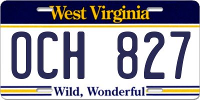 WV license plate OCH827