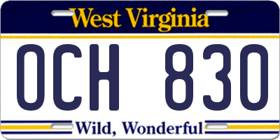 WV license plate OCH830