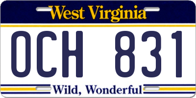 WV license plate OCH831