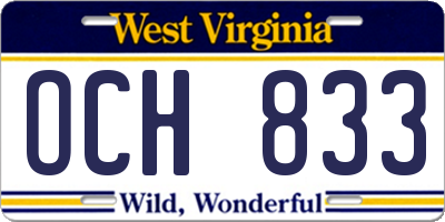 WV license plate OCH833