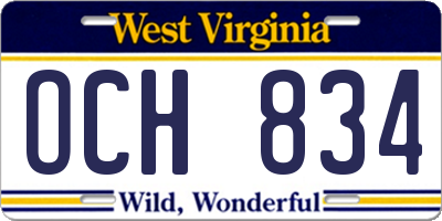 WV license plate OCH834