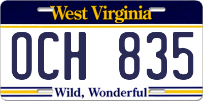 WV license plate OCH835