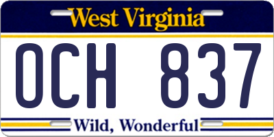 WV license plate OCH837