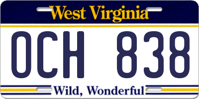 WV license plate OCH838