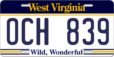 WV license plate OCH839
