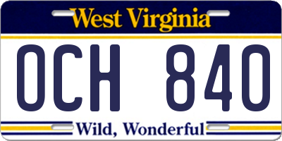 WV license plate OCH840