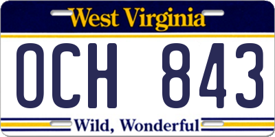 WV license plate OCH843