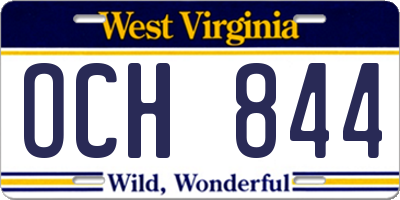 WV license plate OCH844