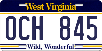 WV license plate OCH845