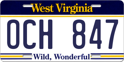 WV license plate OCH847