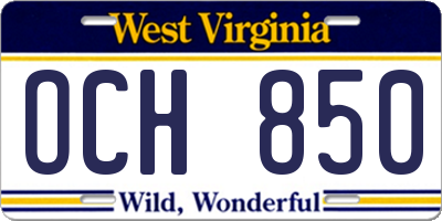 WV license plate OCH850