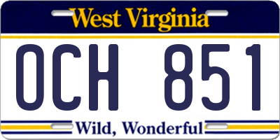 WV license plate OCH851