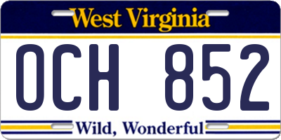 WV license plate OCH852