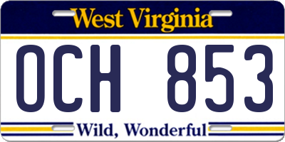 WV license plate OCH853