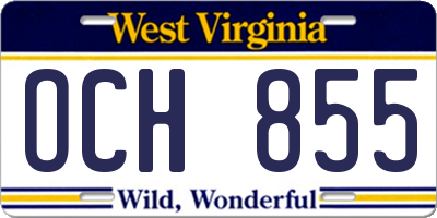 WV license plate OCH855