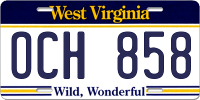 WV license plate OCH858