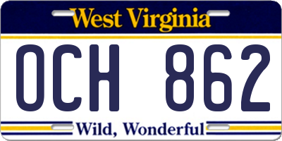 WV license plate OCH862