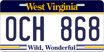 WV license plate OCH868