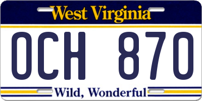 WV license plate OCH870