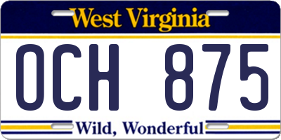 WV license plate OCH875