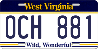 WV license plate OCH881