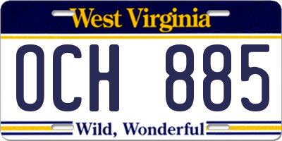 WV license plate OCH885