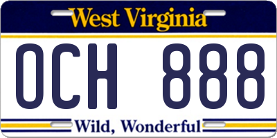 WV license plate OCH888